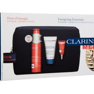 Clarins Men Energizing Essentials Energizing Gel 50 ml + Active Face Wash 30 ml + Energizing Eye Gel 3 ml + Cosmetic Bag   50 ml