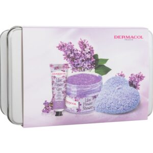 Dermacol  Lilac Flower kehakoorija 200 g + Lilac Flower kätekreem 30 ml + Decorative lõhnaküünal + purk 200 g