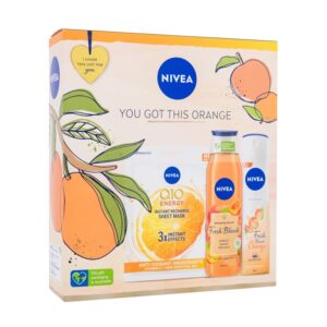 Nivea You Got This Orange  Shower Gel Fresh Blends Apricot 300 ml + Antiperspirant Fresh Blends Orange 150 ml + Face Mask Q10 1 pc   300 ml