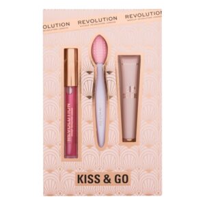 Makeup Revolution London Kiss & Go  Lip Oil 2,5 ml + Lip Scrub 8 ml + Exfoliate Lip Brush 1 pc   2,5 ml